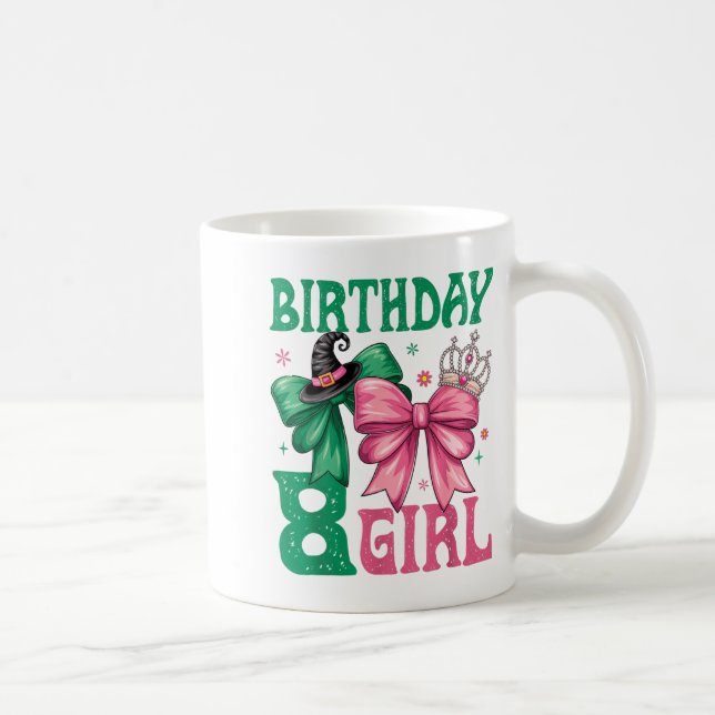 Taza De Café 8th Birthday Girl Witch Nk Green 8 Year Old Birthd (Derecha)