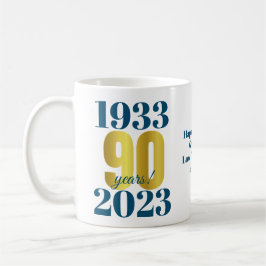 Taza De Café 90.º cumpleaños Oro Azul