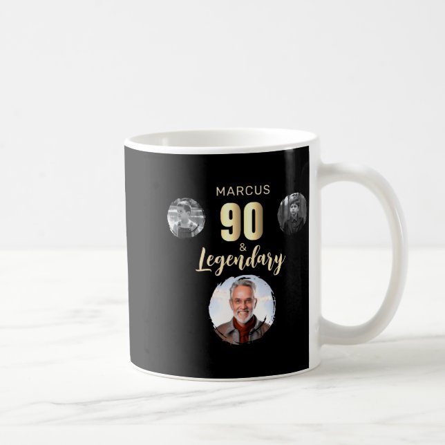 Taza De Café 90 Legendary 3 Photos Gold 90th Birthday  (Derecha)