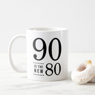 Taza De Café 90.o El negro 90 del cumpleaños es los nuevos 80