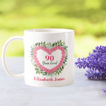 Taza De Café 90 Years Loved 90th Birthday Mug<br><div class="desc">Delight a special lady on her 90th birthday with this gorgeous 90 Years Loved mug  Personalize with her name or another message.  Perfect 90th birthday gift for the woman who has everything!</div>