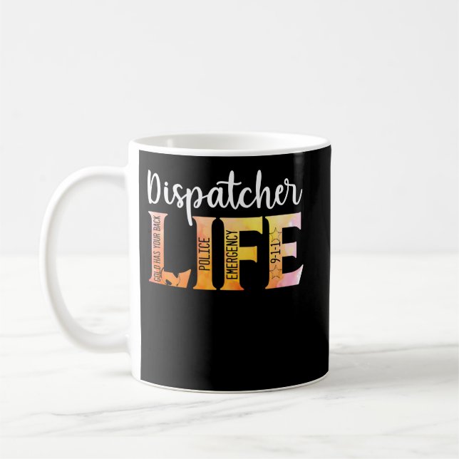 Taza De Café 911 Police Emergency Dispatcher Life Gold (Izquierda)
