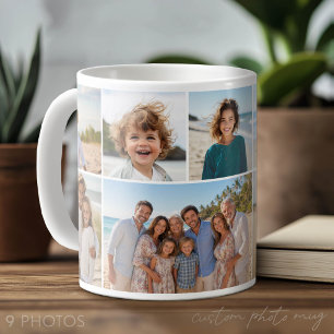 Taza De Café 9 Colage de Fotos - Cuadrícula Blanca Moderna y Mi