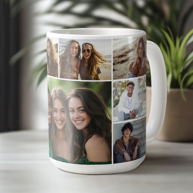 Taza De Café 9 Collage de fotos Gallery Grid — Blanco (Custom Photo Mug)