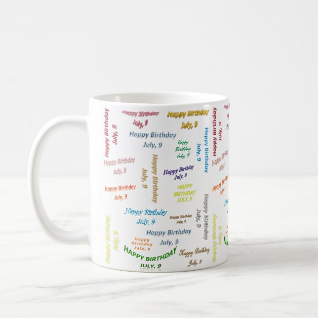 Taza De Café 9 de julio, cumpleaños Mug (Izquierda)