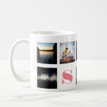 Taza De Café 9 fotos en Instagram y monograma rosado en blanco<br><div class="desc">Personalizar esta taza con nueve de tus fotos favoritas y tu inicial para hacer algo único y el regalo perfecto.</div>
