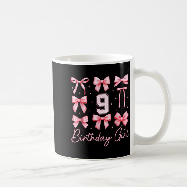 Taza De Café 9th Birthday Girl Coquette Bow Nk Floral Toile 9 Y (Derecha)