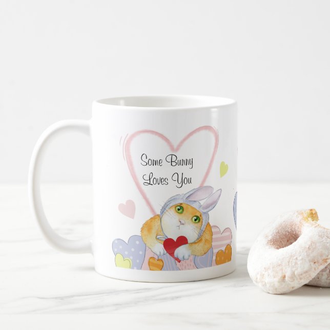 Taza De Café A algunos conejitos les encanta la acuarela (Con donut)