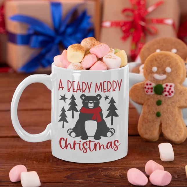 Taza De Café A Beardy Merry Christmas Cute Bear (Subido por el creador)