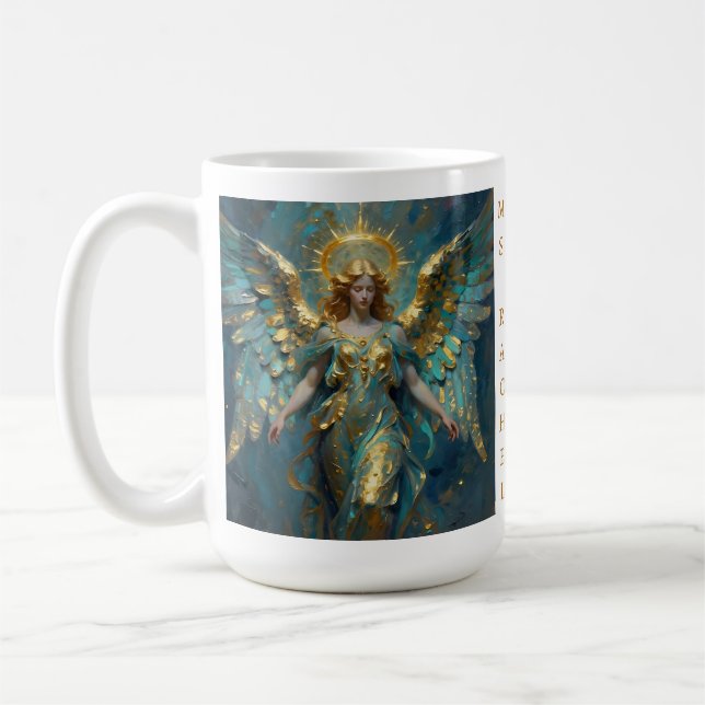 Taza De Café A Beautiful Gold and Turquoise Angel Personalized (Izquierda)
