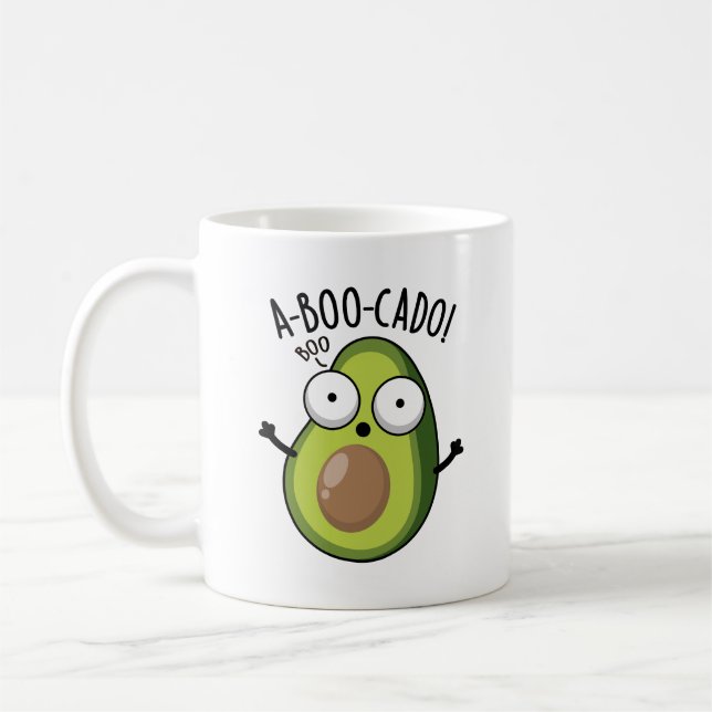Taza De Café A-boo-cado Funny Aguacate Scare Puns (Izquierda)