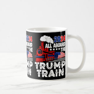 Taza De Café A bordo del tren Trump 2024 Bandera estadounidense
