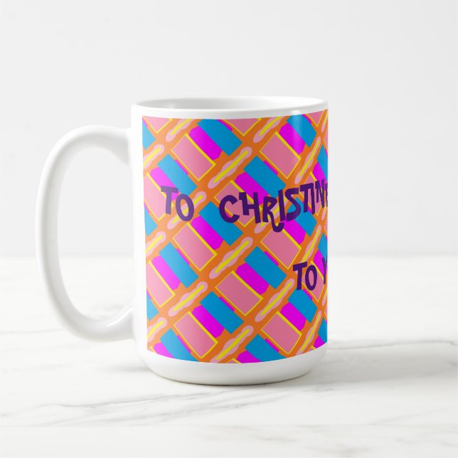 Taza De Café A Christine feliz cumpleaños para ti amarillo rosa (Izquierda)