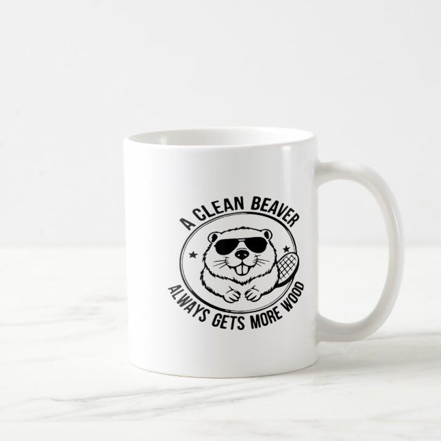 Taza De Café A Clean Beaver Always Gets More Wood Adults Joke M (Derecha)