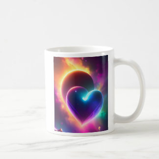 Taza De Café A colourful romantic heart in space. AI 