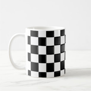 Taza De Café A cuadros blanco y negro
