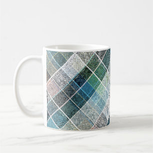 Taza De Café a cuadros, tartán, estratos, clásicos, azules, bla