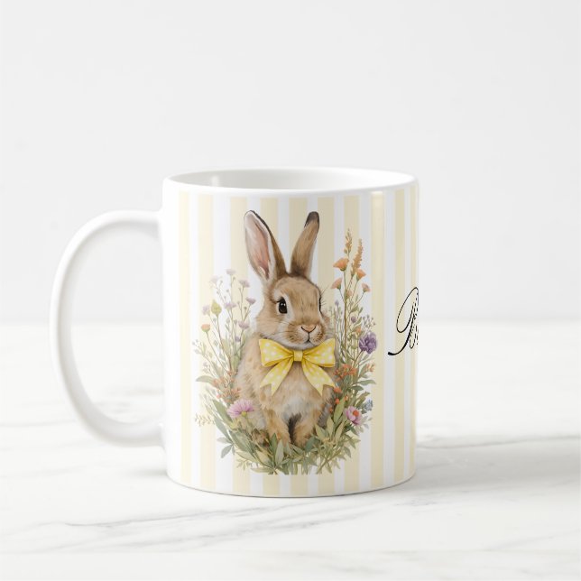 Taza De Café A cute little Floral Bunny Yellow Bow Baby Shower  (Izquierda)