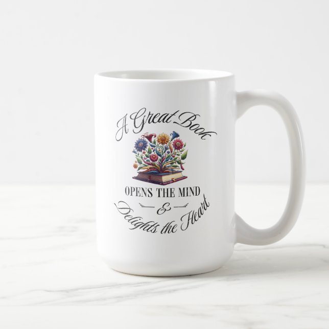 Taza De Café A Great Book Delights Floral  (Derecha)