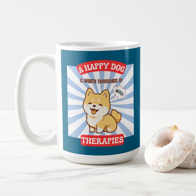 Taza De Café A Happy Dog Shiba cute dog (Con donut)
