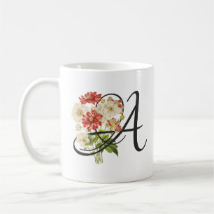 Taza De Café A inicial, café de anémonas vintage Mug