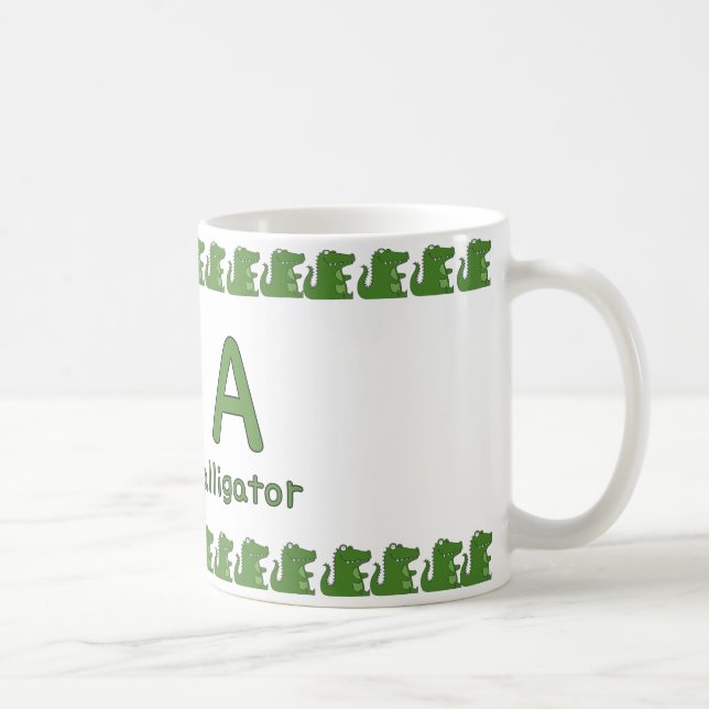 Taza De Café A is for Alligator – Fun Alphabet Cup Design (Derecha)