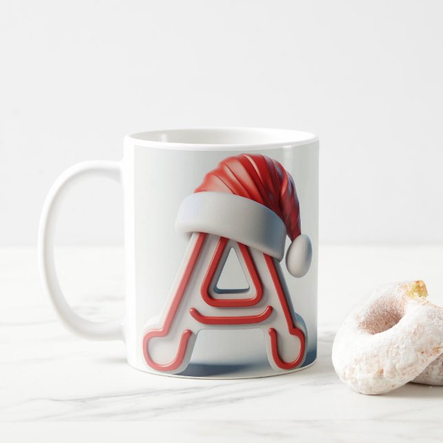 Taza De Café A letter Christmas  design Mug Festive  Design (Con donut)