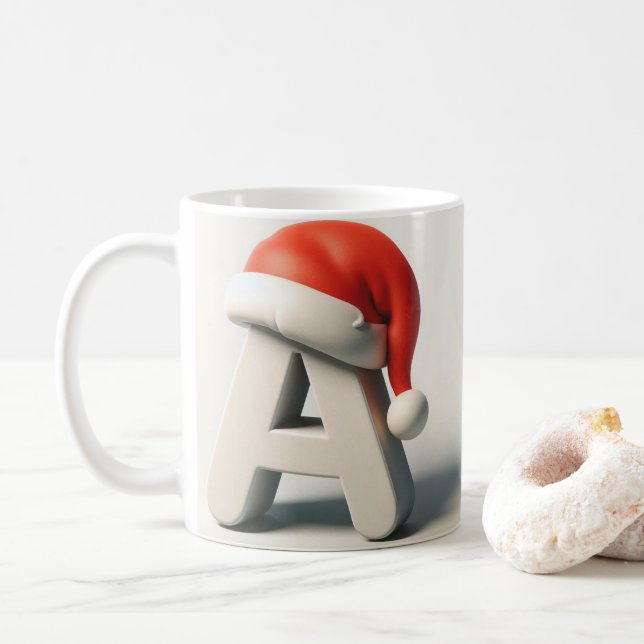 Taza De Café A letter Christmas  design Mug Festive  Design (Con donut)