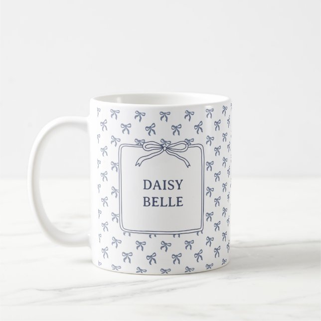 Taza De Café A Little Blue Jean Baby Blue Coquette Bow (Izquierda)