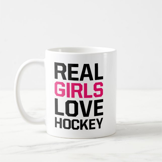Taza De Café A los verdaderos Chicas les encanta el hockey (Izquierda)