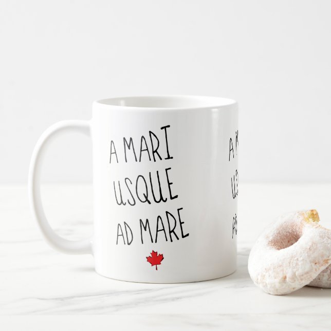 Taza De Café A Mari Usque Ad Mare Mug Canada Motto (Con donut)