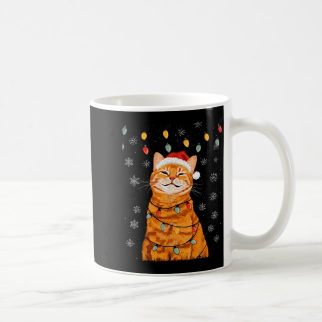 Taza De Café A Merry Christmas Lights Snowflake Ginger Cat Oran (Derecha)