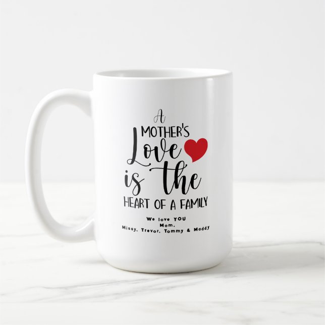 Taza De Café A Mother's Day Love Heart Of Family T-Shirt (Izquierda)
