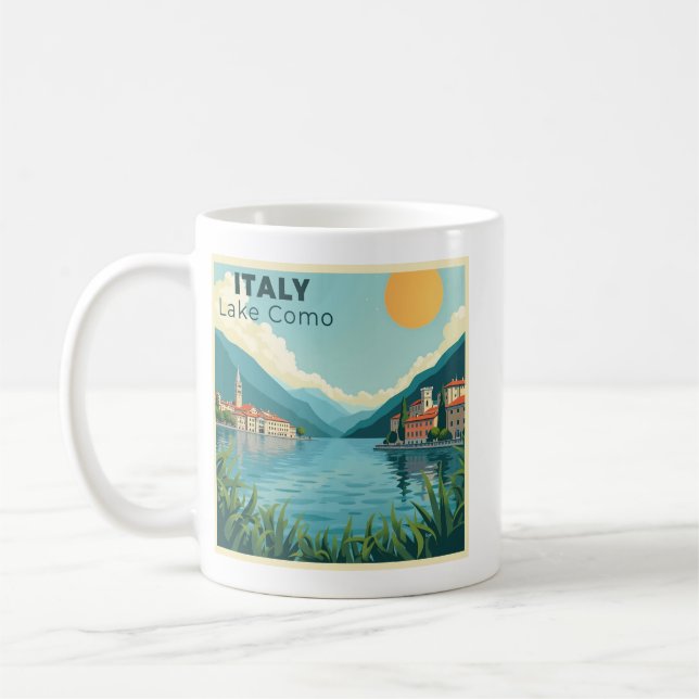Taza De Café A Nostalgic Classic Travel Poster – Italy Lake Com (Izquierda)
