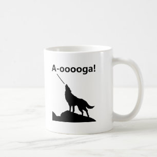 Taza De Café "¡A-OOOOOOGA!" Wolf Funny Mug