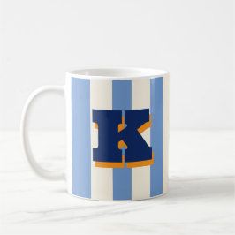 Taza de café a rayas personalizada con inicial en 