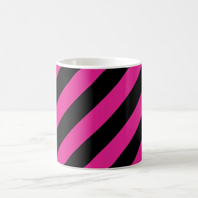Taza de café a rayas rosa y negro de Halloween (Centro)