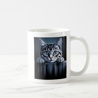 Taza De Café A Striking Cat Illustration – Bold Artistic Feline