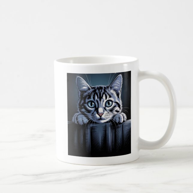 Taza De Café A Striking Cat Illustration – Bold Artistic Feline (Derecha)