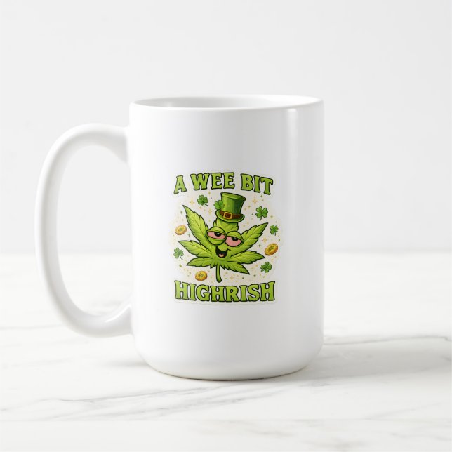 Taza De Café A Wee Bit Highrish Funny Irish Leaf Vibes (Izquierda)