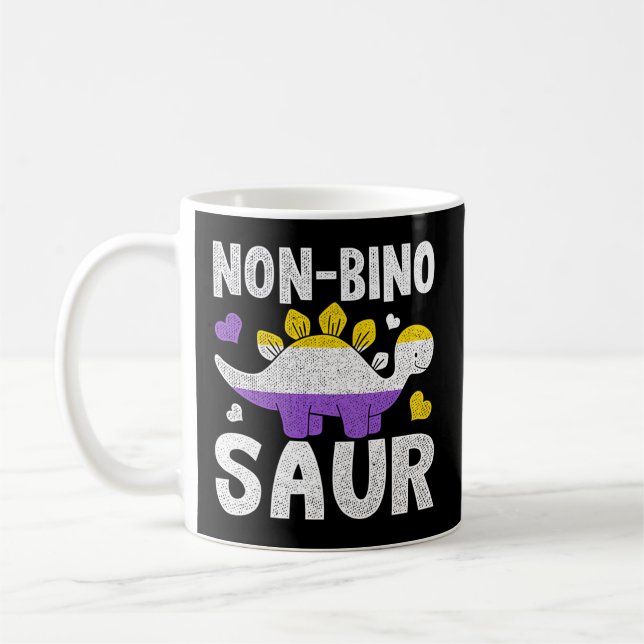 Taza De Café Aagender de dinosaurio no binario (Izquierda)