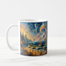 Taza De Café Abajo por el mar: Un paisaje costero surrealista
