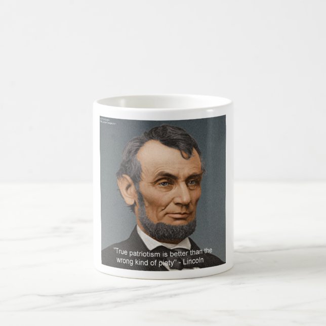 Taza De Café Abe Lincoln y cita patriótica (Centro)