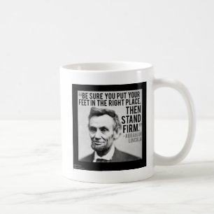 Taza De Café Abe Lincoln y la cita "Manténgase Firme"