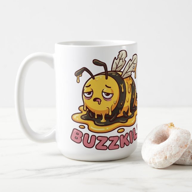 Taza De Café Abeja Cansada Divertida Mata El Entus (Con donut)