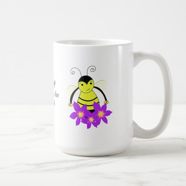 Taza De Café Abeja caprichosa con flores (Derecha)