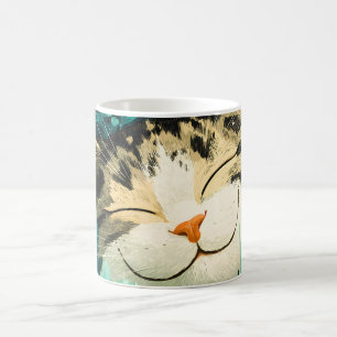 Taza De Café Abeja de acuarela gato durmiendo jardín de flores