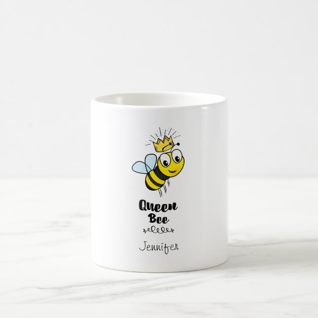 Taza De Café Abeja de la reina con una abeja de burbujas con co (Centro)