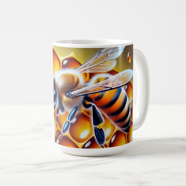 Taza De Café Abeja de miel con miel de abeja dorada (Anverso derecho)