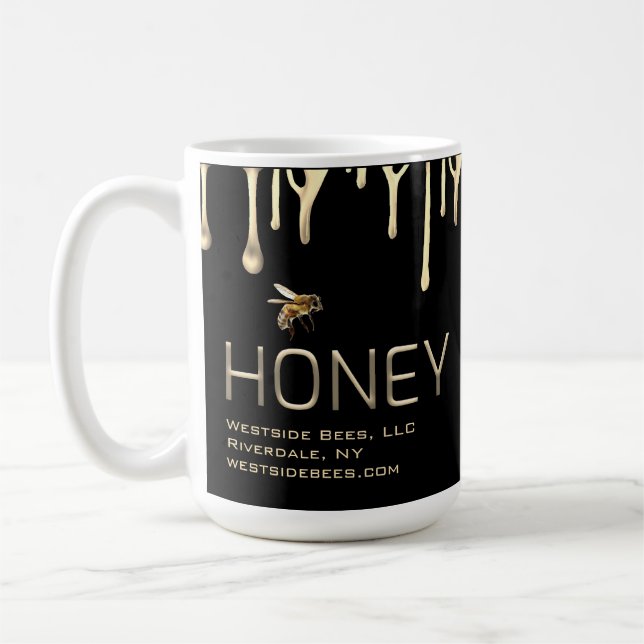Taza De Café Abeja de miel de abeja negra colmena dorada gotean (Izquierda)